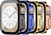 4 Pack Case with Tempered Glass Screen Protector for Apple Watch 45mm,[Touch Sensitive] [Full Coverage] Protective Cover with Built in Screen Protector for iWatch Series 9 8 7 45mm,Plating-4Pack A