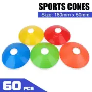 60pcs Sports Boundary Marker Cones Discs Gym Ruby Cricket Training Fitness 18cm