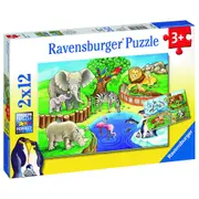 2x12pc Ravensburger Animals in the Zoo Kids/Childrens Jigsaw Puzzle Toy 3+