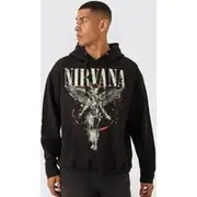 Mens Black Oversized Nirvana License Print Hoodie