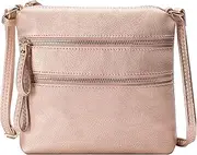 [Solene] Crossbody Purse Bag Functional Multi Pocket Double Zipper Purse Adjustable Strap