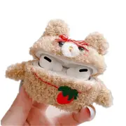 For Apple AirPods Pro Plush Bow Embroidered Small Bear TPU Soft Bluetooth Headphone Protective Case