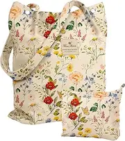 [Miss Adola] 2 Pack Aesthetic Corduroy Tote Bag - with Makeup Pouch Bag for Women Reusable Grocery Bag for Gym, Travel, Work