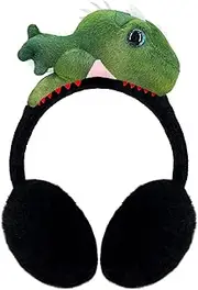 Gifts Treat Ear Muffs Girls Ear Warmers Children Cat Ears Halloween Ear Muffs Winter Plush Knitted Earmuffs with Animal Pattern Earmuffs, Green dinosaur, Medium