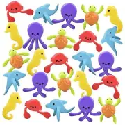 Mini Bendable Ocean Toys, Set of 48, Fidget Sea Creature Toys for Kids in 5