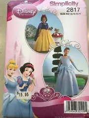 Simplicity 2817 Girls Disney Princess Costumes Sewing Pattern Sz 7-14 NOS