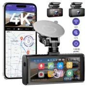 AZDOME 4K 3 Lens Dash Cam WiFi GPS Front Cabin Rear Video Recorder Camera 128GB