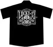 Lucky 13 Skull and Nautical Stars Biker Work Shirt, Tombstone