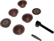 Reusable Coffee Capsules, Reusable Capsule Kit Washable Compact with Office Spoon (Black) (Brown)