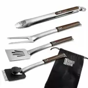 Robert Irvine RI 5 Piece Jumbo BBQ Tool Set (Turner, Thongs, Fork, Grill Brush)
