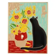 CAT IN TRIBUTE TO VAN GOGH'S 'SUNFLOWERS' PAINTING - ENAMEL PIN