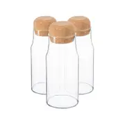 Argon Tableware Glass Storage Bottles with Cork Lids - 375ml - Pack of 3