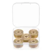 Prewound Sewing Bobbin Thread Set of 5pcs with Storage Plastic Case, Gold