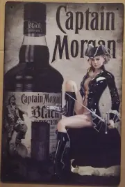 Captain Morgan Black Spiced Rum metal hanging wall sign