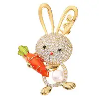 在飛比找ETMall東森購物網優惠-【ANGEL】可愛紅蘿蔔兔子本命年胸針別針兩用款(金色)
