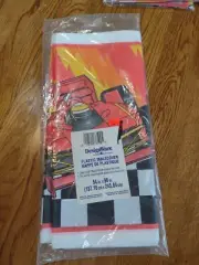 Vintage NOS Racing CAR Plastic Table Cover 54" x 96"