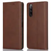 PU Leather Case for Sony Xperia 10 V Scratch Resistant Calf Texture Stand Wallet Phone Cover