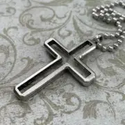 Cross Ball Chain Necklace Antique Silver Finish (nocbc) NWT
