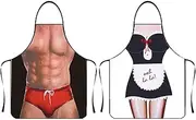 2pack Apron Kitchen,3D Waterproof Funny Apron, Sexy Man and Woman Cooking Apron,Polyester Sexy Apron for Home, Kitchen.Funny Creative Cooking,Apron Couple