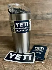 Yeti Rambler 10 Oz Tumbler With Clear Magslider Lid, Silver Stainless Steel