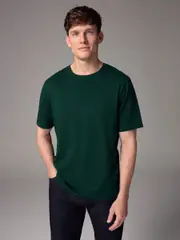 Bottle Green Regular Fit Essential Crew Neck Cotton T-Shirt (E05628) | $15