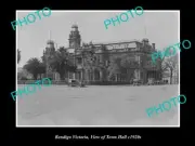 OLD POSTCARD SIZE PHOTO OF BENDIGO VICTORIA VIEW OF THE TOWN HALL c1920s