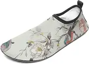 [BTCOWZRV] Water Shoes for Women Men Birds and Flower Water Sports Shoes Slip-on Breathable Lightweight Athletic Aqua Sock
