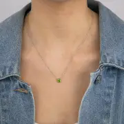 0.87 Carat Peridot Pendant with 45cm Chain in 9ct White Gold, M