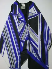 NWT Chico's Women Size 0 Light Cardigan Black/Navy Sleeveless Open Front Striped