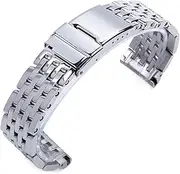 [KAVJU] 22mm 24mm Silver Stainless Steel Watch Bracelet For Breitling Strap Watch Band For AVENGER NAVITIMER SUPEROCEAN Watchbands