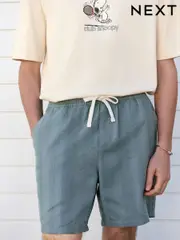 Blue 100% Cotton Textured Stripe Drawstring Waist Shorts (AL5443) | $36