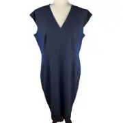 BOSS DALANA PATCHWORK SLEEVELESS SHEATH DRESS IN NAVY NWT WOMEN'S SIZE 14