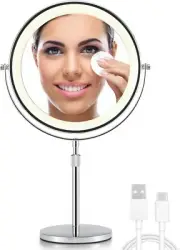 OMIRO 3X/10X Magnifying Makeup Mirror with Lights, 8.5 Inches Double Sided Sw...
