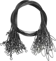 uxcell Fishing Wire Leader Line 125LB 21 Inch, 30Pcs Steel Heavy Saltwater Fishing Leader Line High Strength with Rolling Swivel and Snap, Black