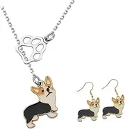 [BESPORTBLE] 1Set Corgi Pendant Jewelry Adorable Dog Modeling Earrings Necklace for Pet Lovers Lightweight Comfortable Daily Wear for Friends Chic Design