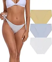 [ANLIQI] High Cut String Bikini Underwear for Women Soft Breathable Modal Hipster Low Rise Cheeky Panties