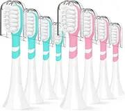 Kids Toothbrush Heads Compatible with Electric Philips Sonicare Handle 6032/94 6321 6340 6042 6320 6330, Replacement Heads Compact for Child 3-7 Years Old, Mini Brush Heads with Caps,8 Pack Green&Pink