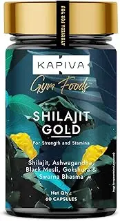 Kapi.va Shilajit/Shilajeet Gold 60 Capsules | Contains 24 Carat Gold | For Stamina, Muscle Growth & Energy | Ashwagandha, Gokshura, Safed Musali & Other Action Herbs & 100% Ayurvedic
