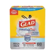 Glad Forceflex Tall Kitchen Drawstring Trash Bags, 13 Gal, 0.72 Mil