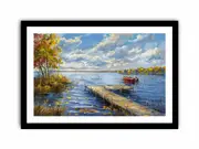 Lake Dockscape Canvas Framed Art