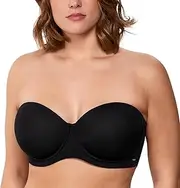 [HSIA] Strapless Bras for Women Big Bust Convertible Bra for Heavy Breast Strapless Bra Red Carpet Supportive Underwire, Black, 14C