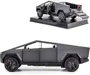 TGRCM-CZ Tesla Cybertruck 1/32 Electric Pick Up Truck Model Car Zinc Alloy Pull Back Toy Car with Sound and Light for Kids Boys Girls Gift (Grey)