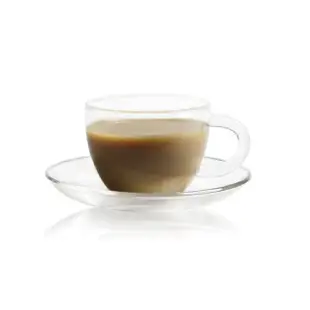 【奇高】耐熱咖啡杯盤組230ml 4杯+4盤(玻璃杯 咖啡杯 茶杯)