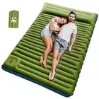 4 Inch Thick Double Sleeping Pad for Camping, with Foot Pump Full Green/Blue