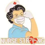 Nurse Strong Pin Badge, One Size, Metal