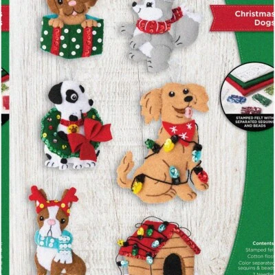 Pawfect Pals Felt Applique Ornament Kit - Woof-tastic Set o