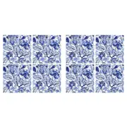 2x 4pc LVD Ceramic Coasters Hamptons Mat/Pad Home/Kitchen Decor 9.5cm Sqr Blue
