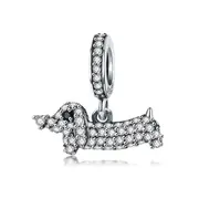 Sterling Silver Dachshund Dog Hypoallergenic Dangle Charm