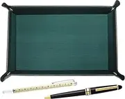 Japanese Moss Green Cowhide Leather Pen Tray Slide Measure Indicator Rod and Metal Ring Cap Sliding Retro Pen Set TRAMG-708W-8838B
