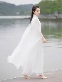 在飛比找Very buy優惠-文藝復古茶服女裝仙氣禪舞服白色瑜珈打坐居士服禪修洋裝兩件式套